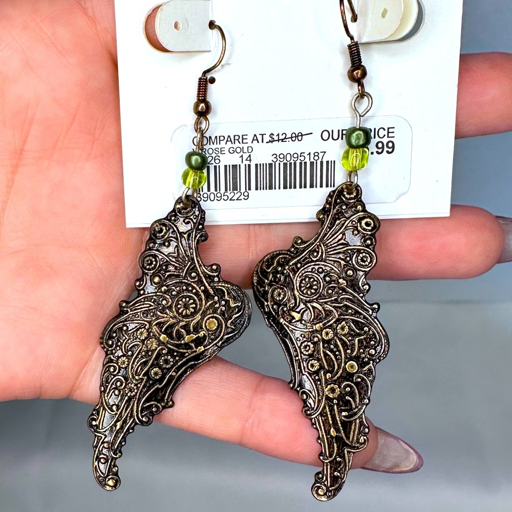 Bronze wing earrings